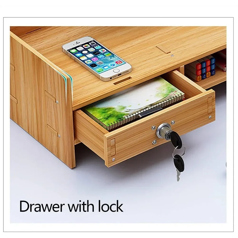 Wooden desk organizer and monitor stand