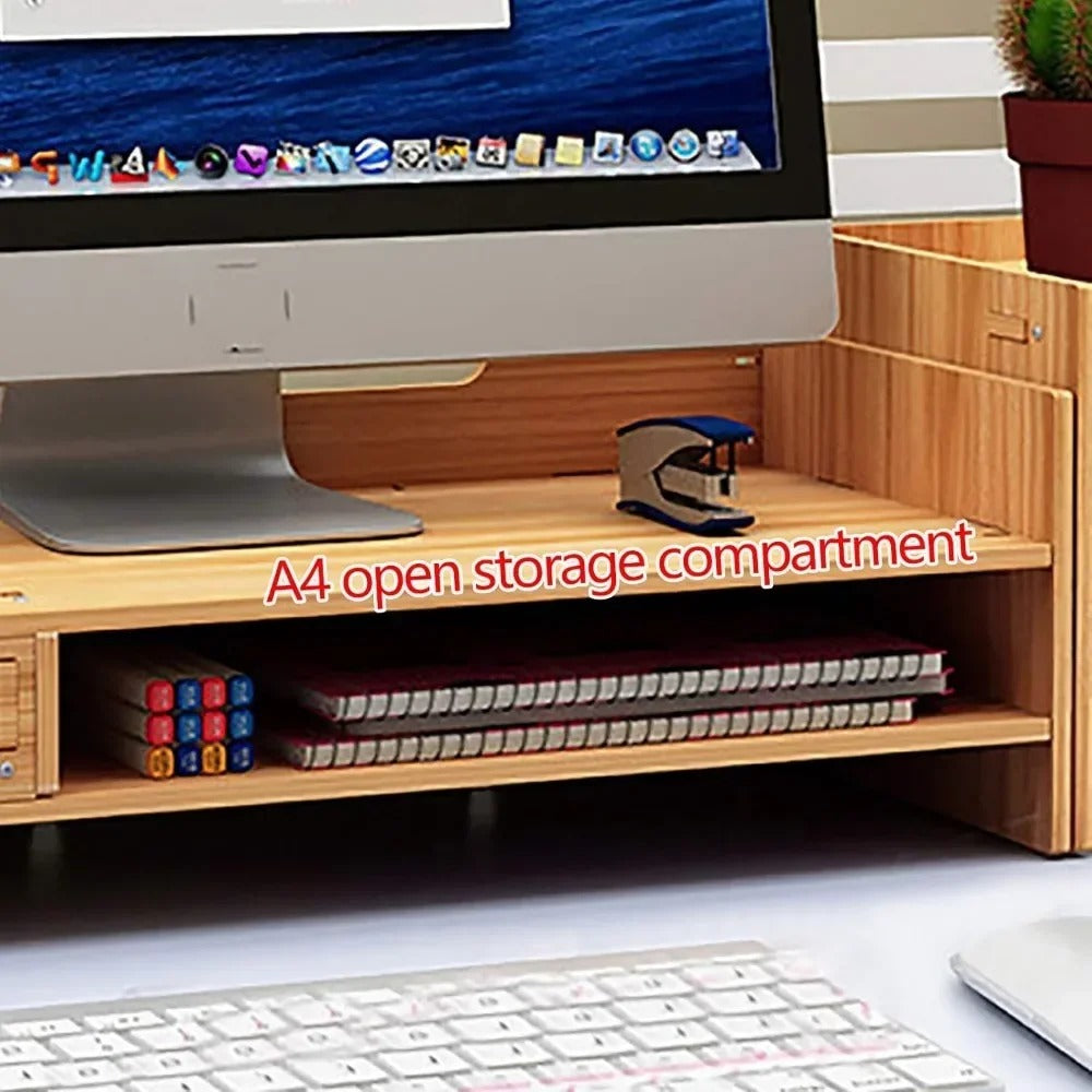 Wooden desk organizer and monitor stand